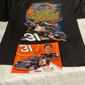 NASCAR’s Robby Gordon signed t-shirt and hero card size L